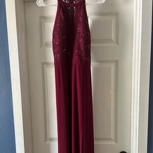 Night women’s maroon long dress with slit